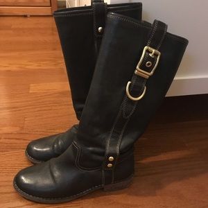Coach Weslyn Leather Riding Boot - Black, Size 6.5